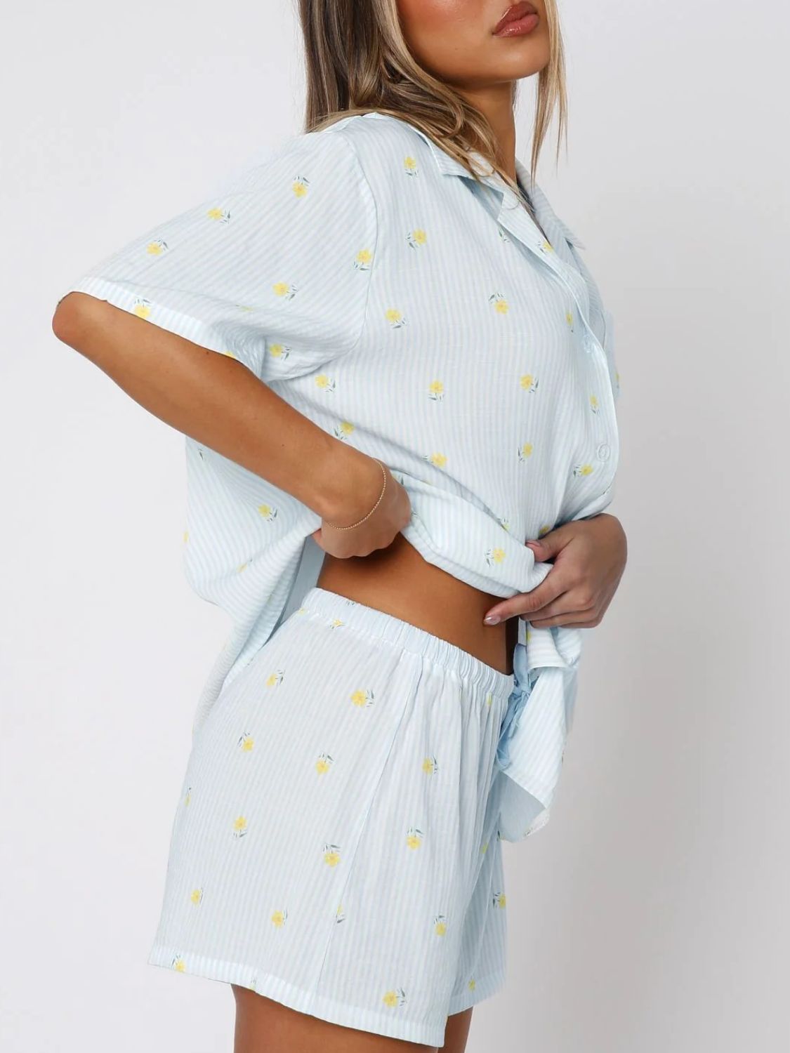 Lily Valentine's Day Printed Collared Neck Short Sleeve Top and Shorts Set | 4 Colors | Poundton