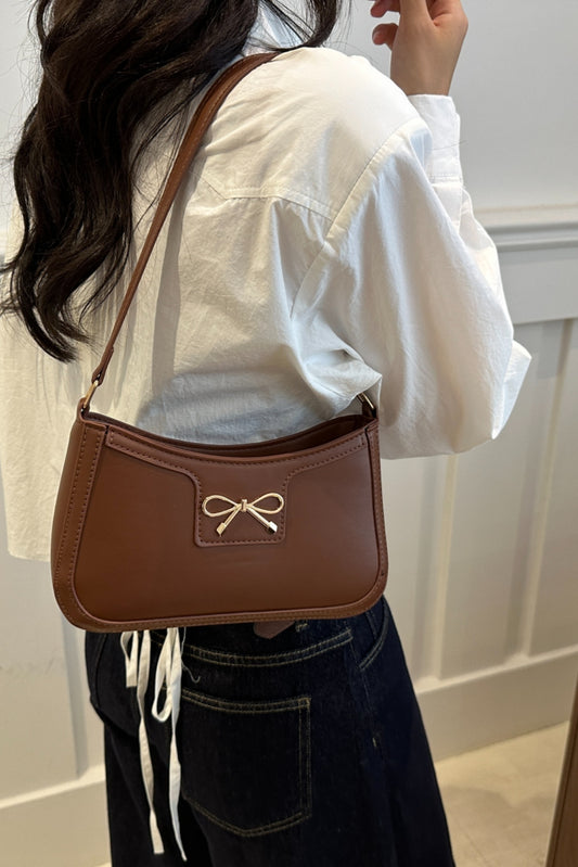 Bow Trim Vegan Leather Shoulder Bag | 5 Colors | Poundton